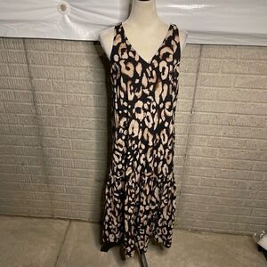 H&M Womens‎ Animal Print V Neck Tiered Flounce Dress Size Small